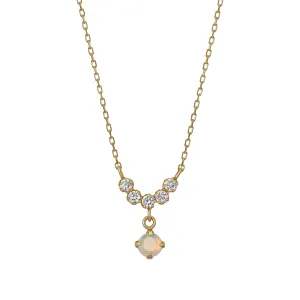 10K Yellow Gold Birthstone (Opal) Swinging Necklace