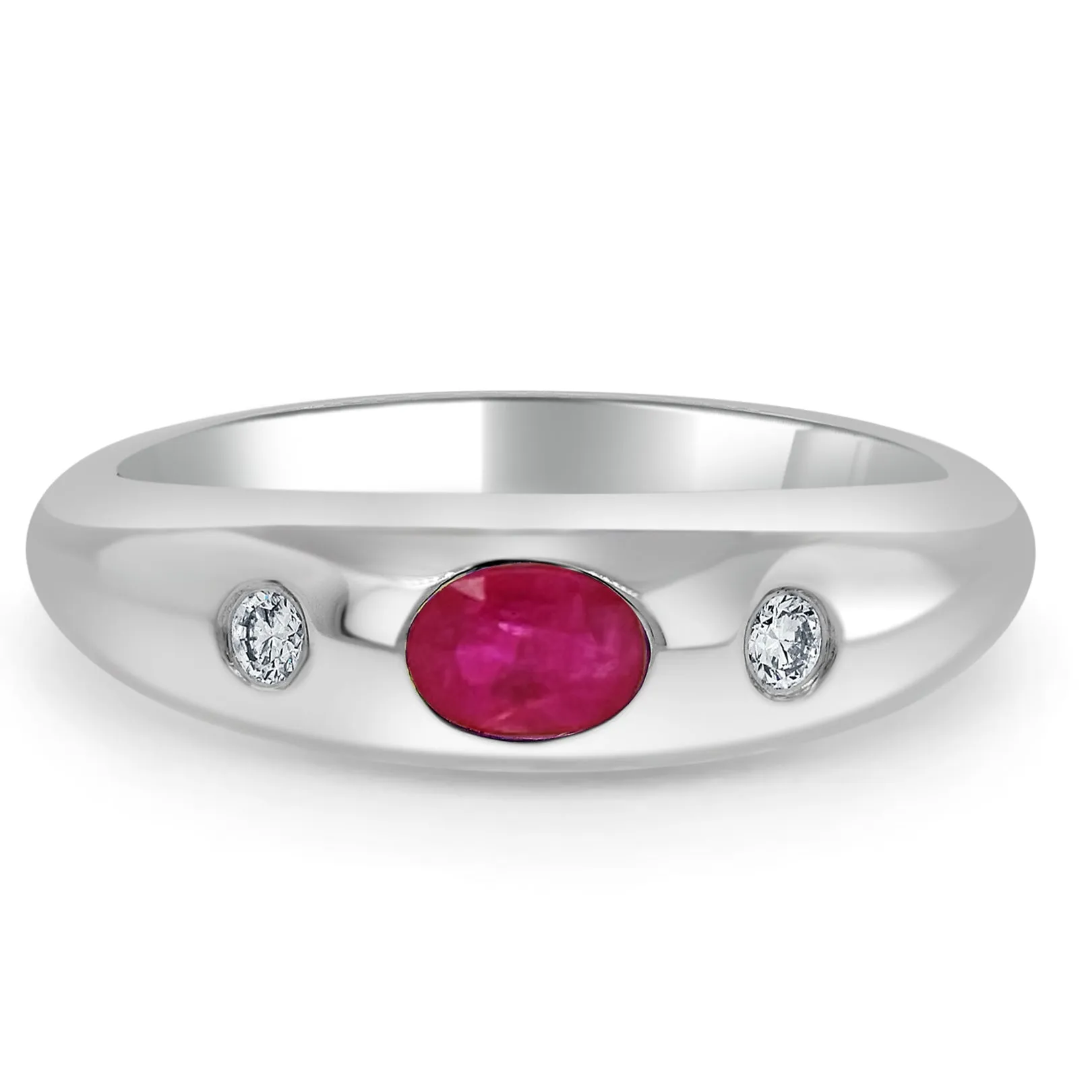 14k Gold Red Ruby & Diamond Ring