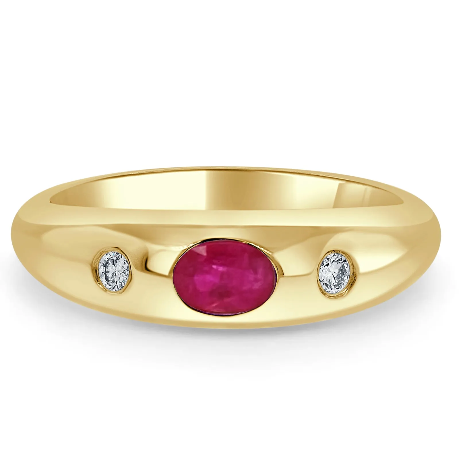 14k Gold Red Ruby & Diamond Ring