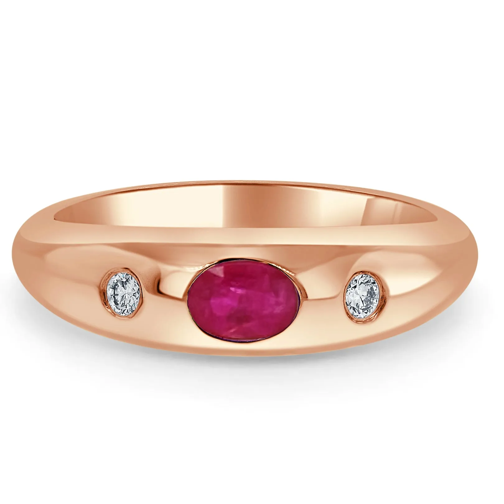 14k Gold Red Ruby & Diamond Ring