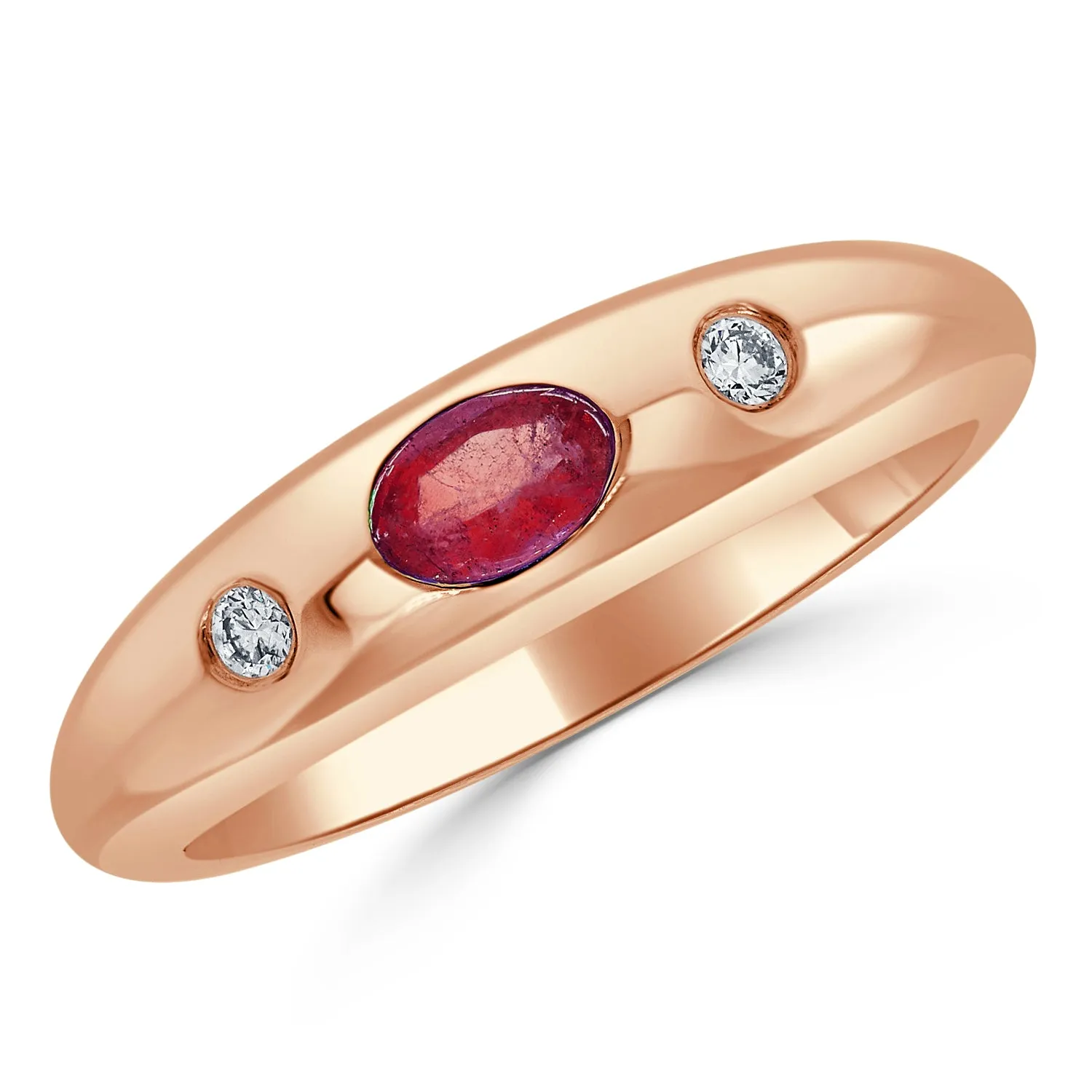 14k Gold Red Ruby & Diamond Ring