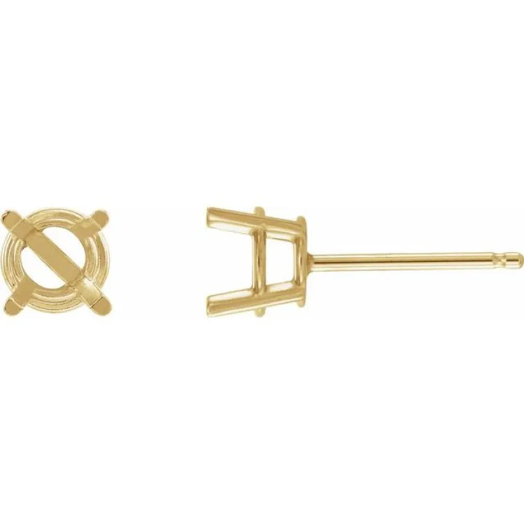 14K Yellow 8 mm Natural Black Onyx Stud Earrings
