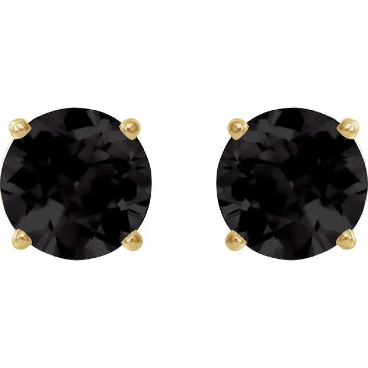 14K Yellow 8 mm Natural Black Onyx Stud Earrings