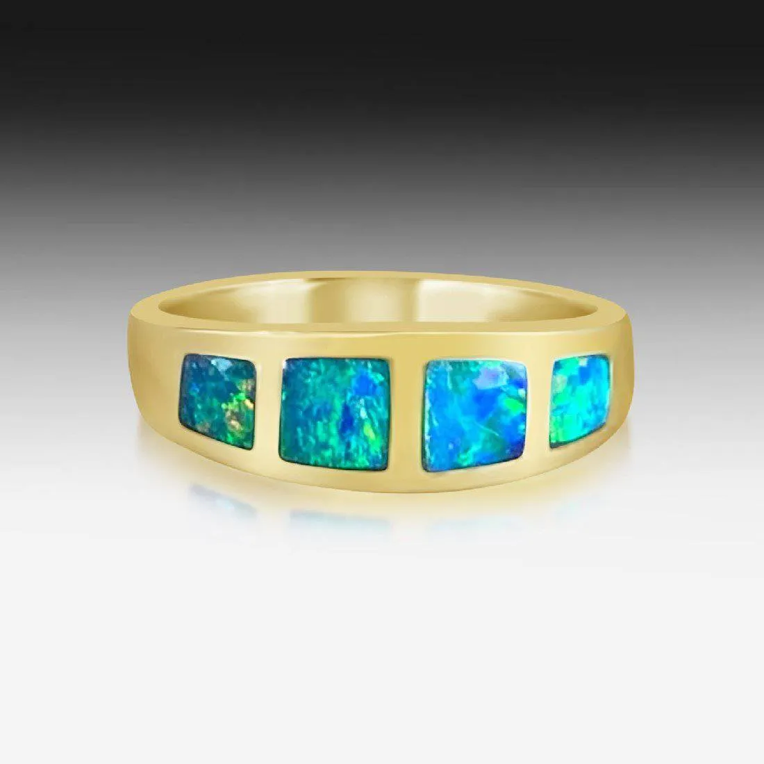 14kt Yellow Gold graduating Opal band