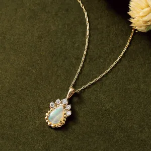 18K/10K Dew Drop Opal Necklace (Yellow Gold)