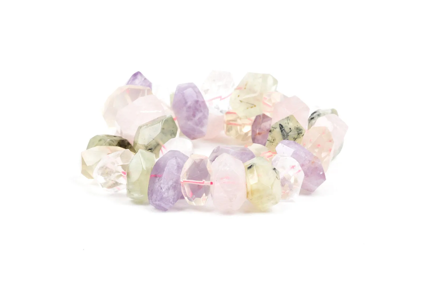 18x12mm Mixed Nugget Gemstone Beads, full strand, amethyst, rose quartz, citrine, rock crystal, prehnite gmx0022