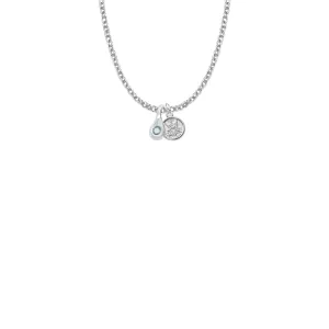 7/16 Inch Sterling Silver Tears of Joy March Birthstone Necklace with Guardian Angel Charm