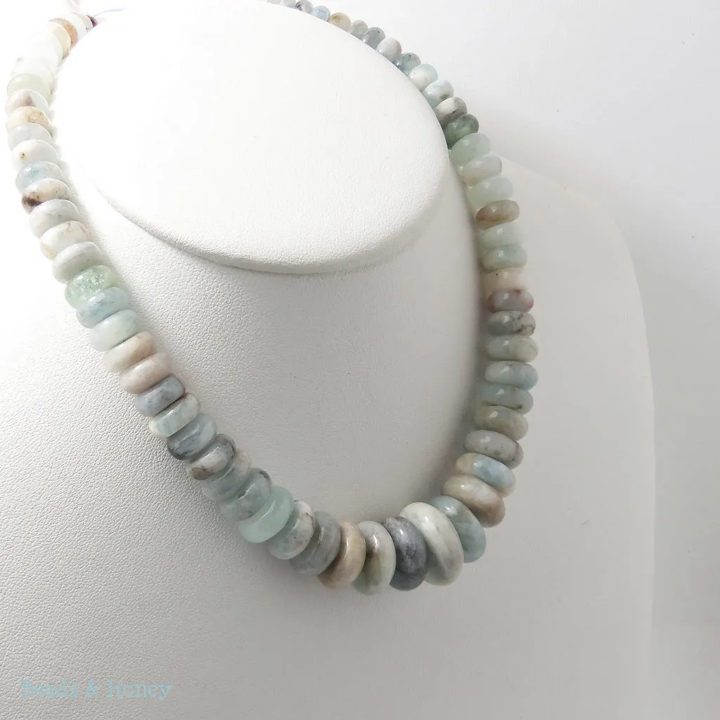 Aquamarine Graduated Rondelle 8-20mm (Full Strand)