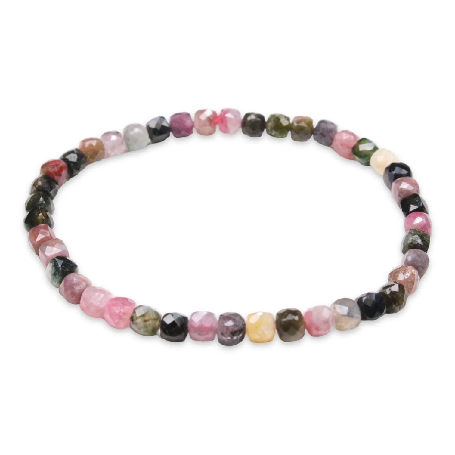 Bracelet Tourmaline multicolore A  cube 4x4 mm