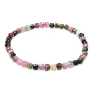Bracelet Tourmaline multicolore A  cube 4x4 mm
