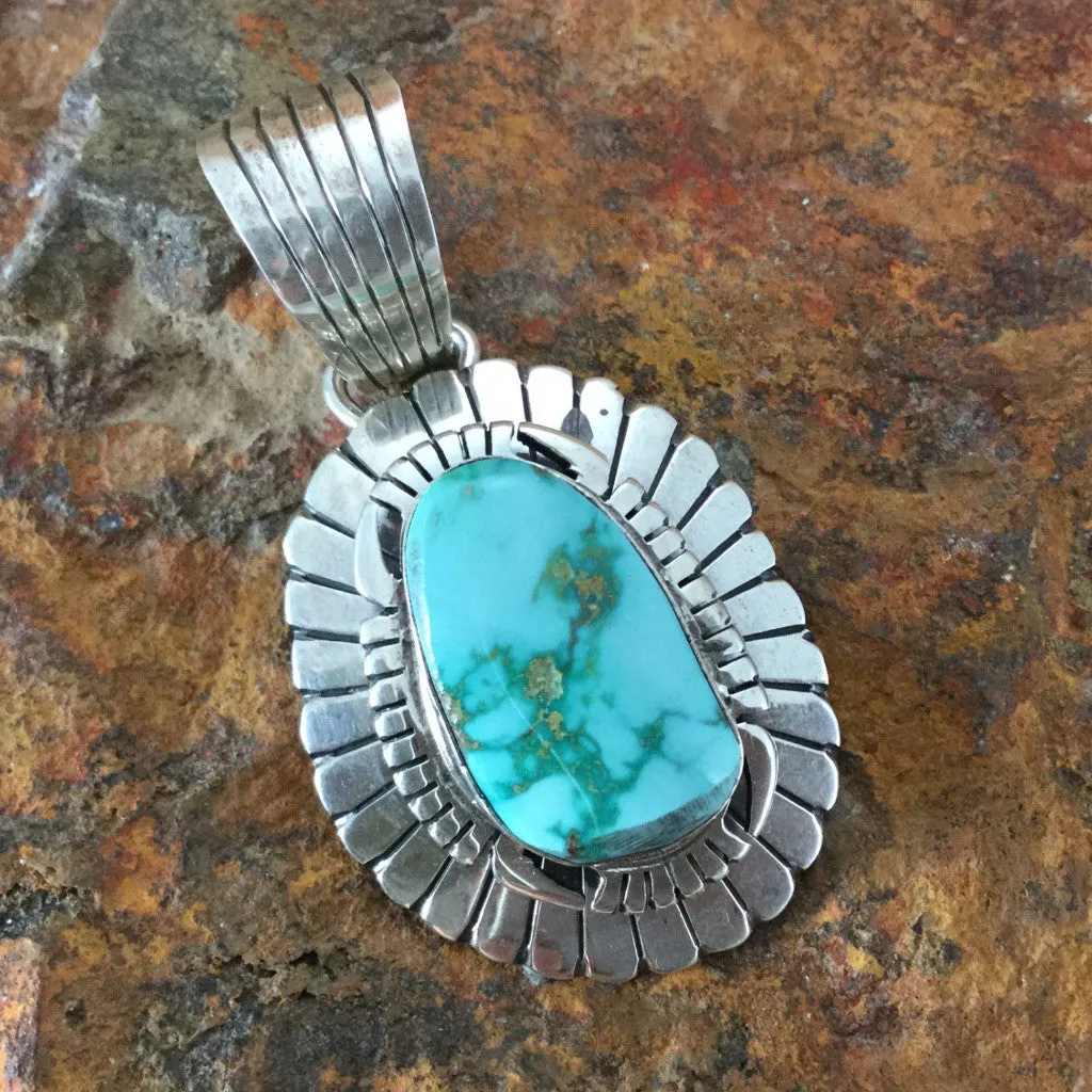 Carico Lake Turquoise Sterling Silver Pendant by L Juan