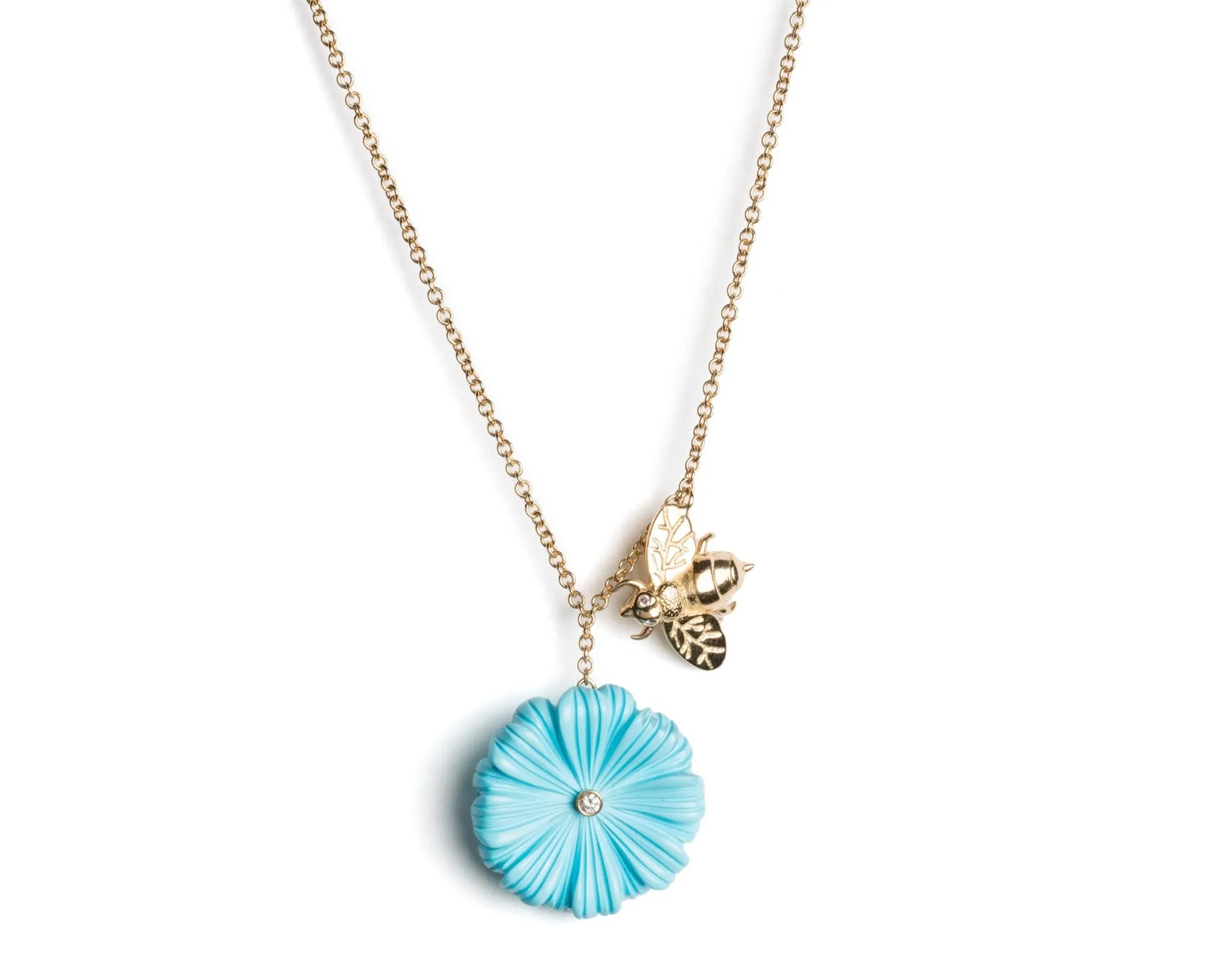 Charm Necklace with Wildflower & Bee