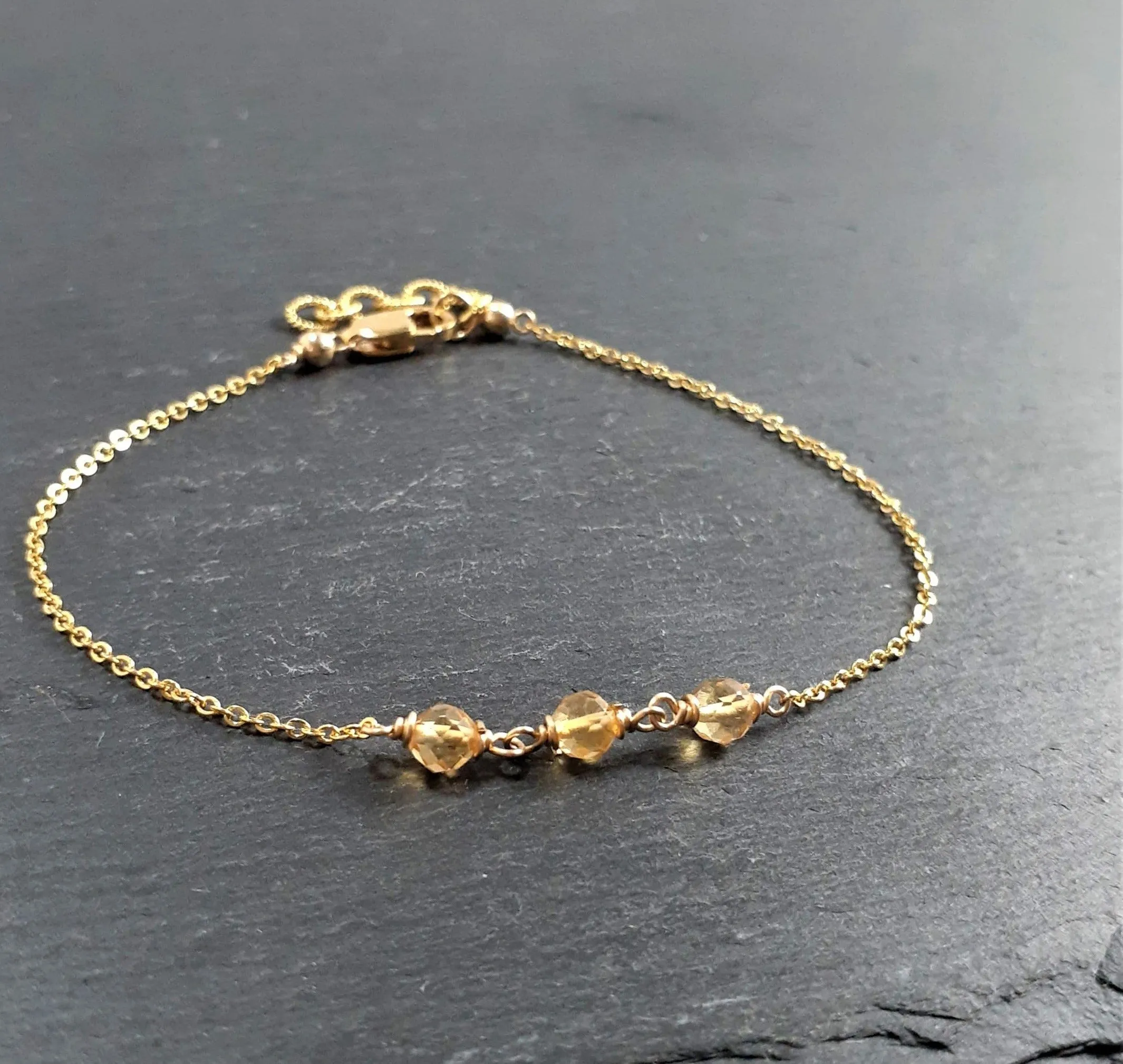 Dainty Golden Citrine Bracelet