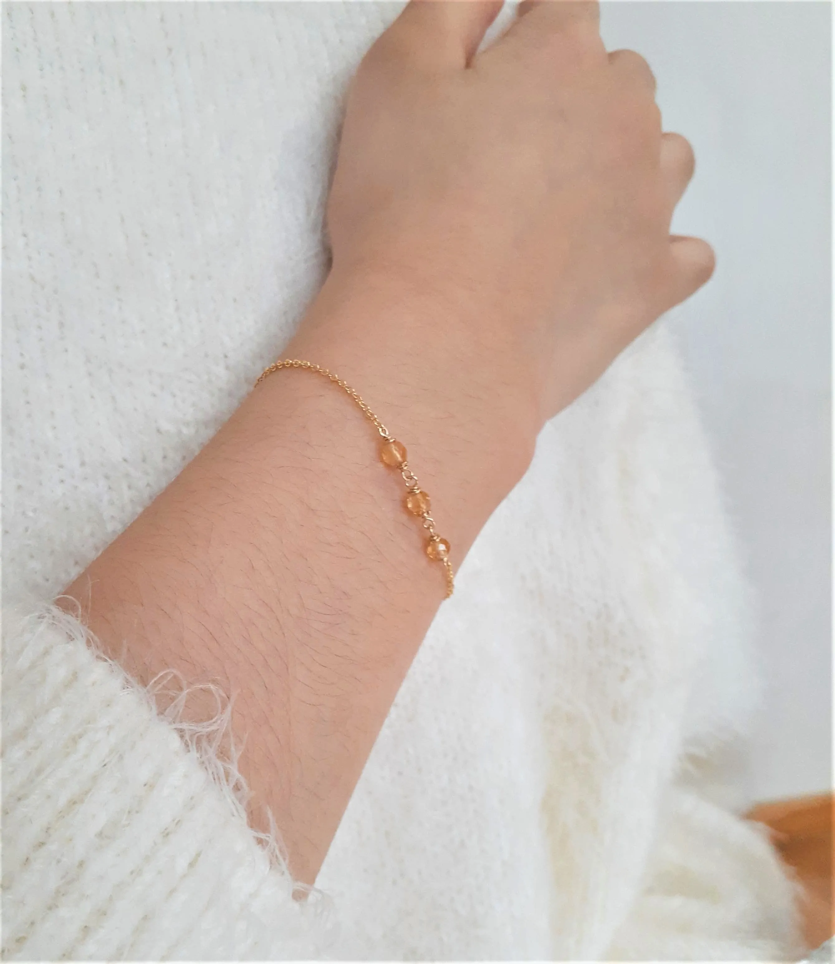 Dainty Golden Citrine Bracelet