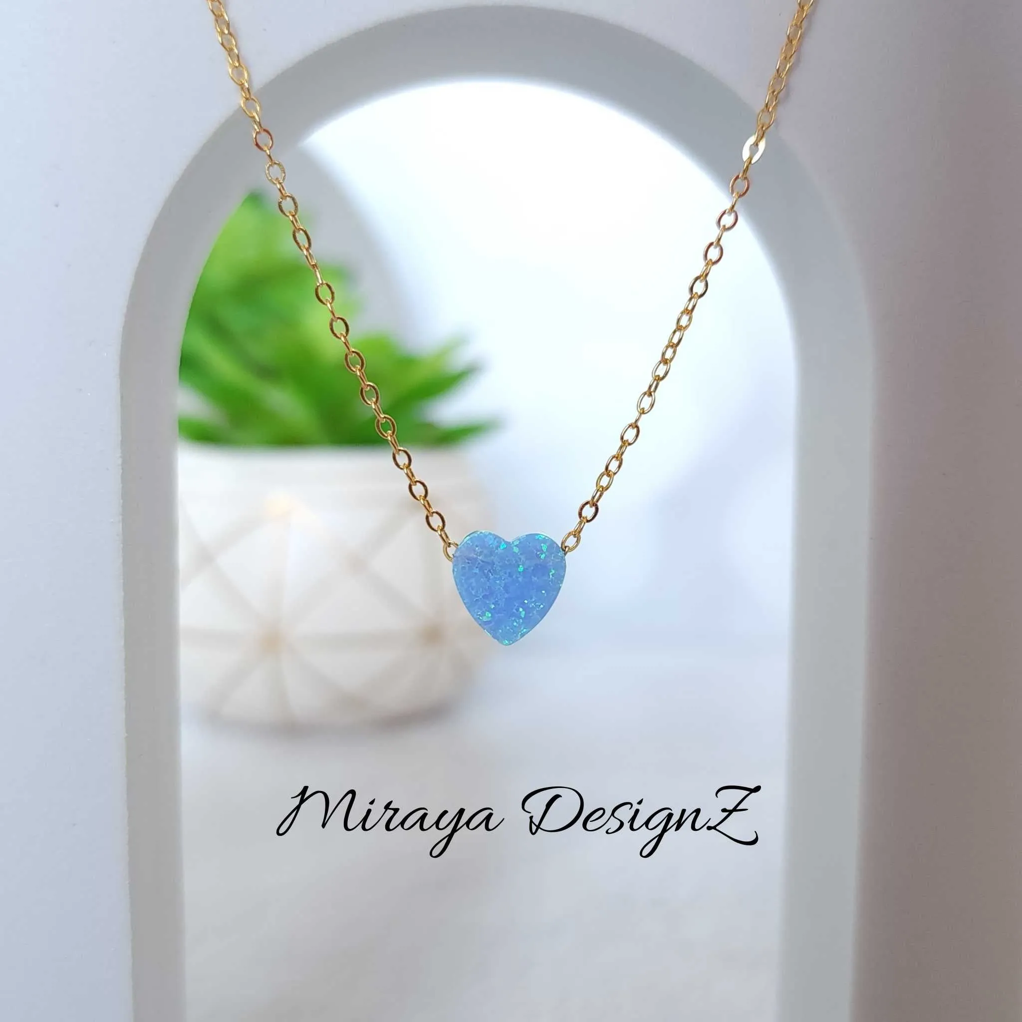 Dainty Opal Heart Necklace