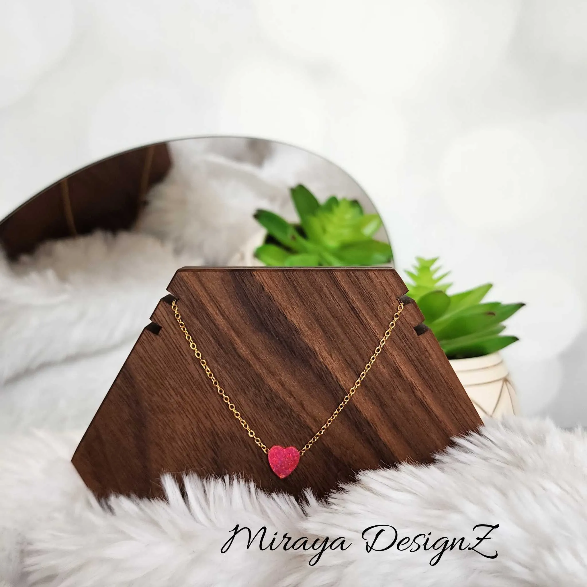 Dainty Opal Heart Necklace