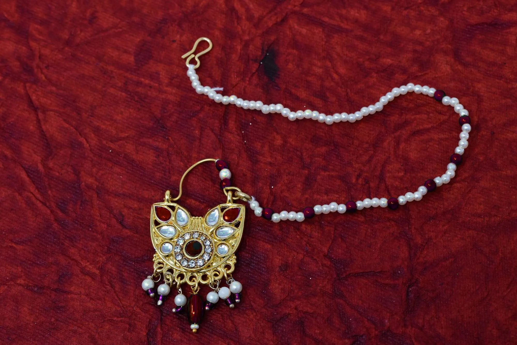 Designer Kundan Nath: Red Ethnic Flair