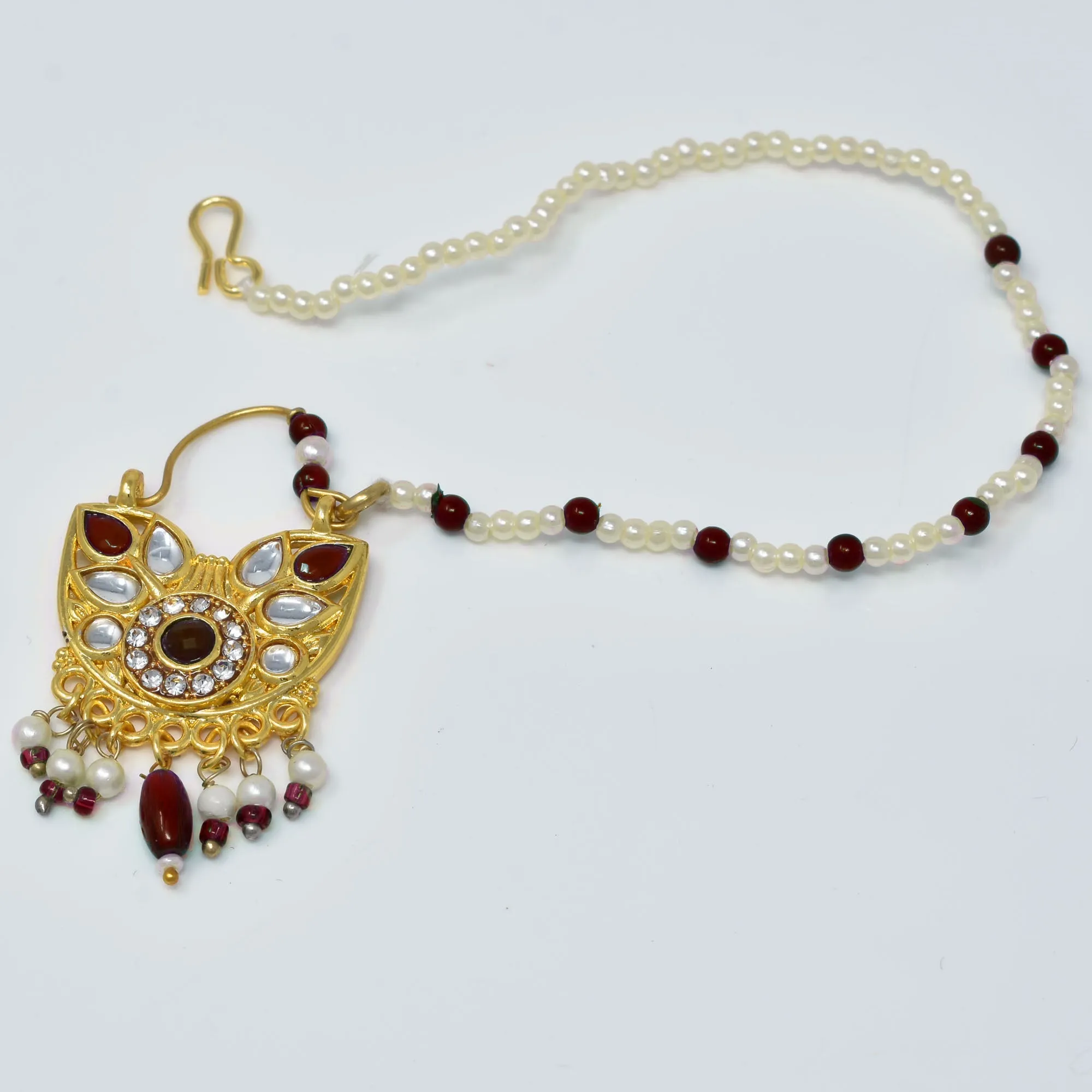 Designer Kundan Nath: Red Ethnic Flair