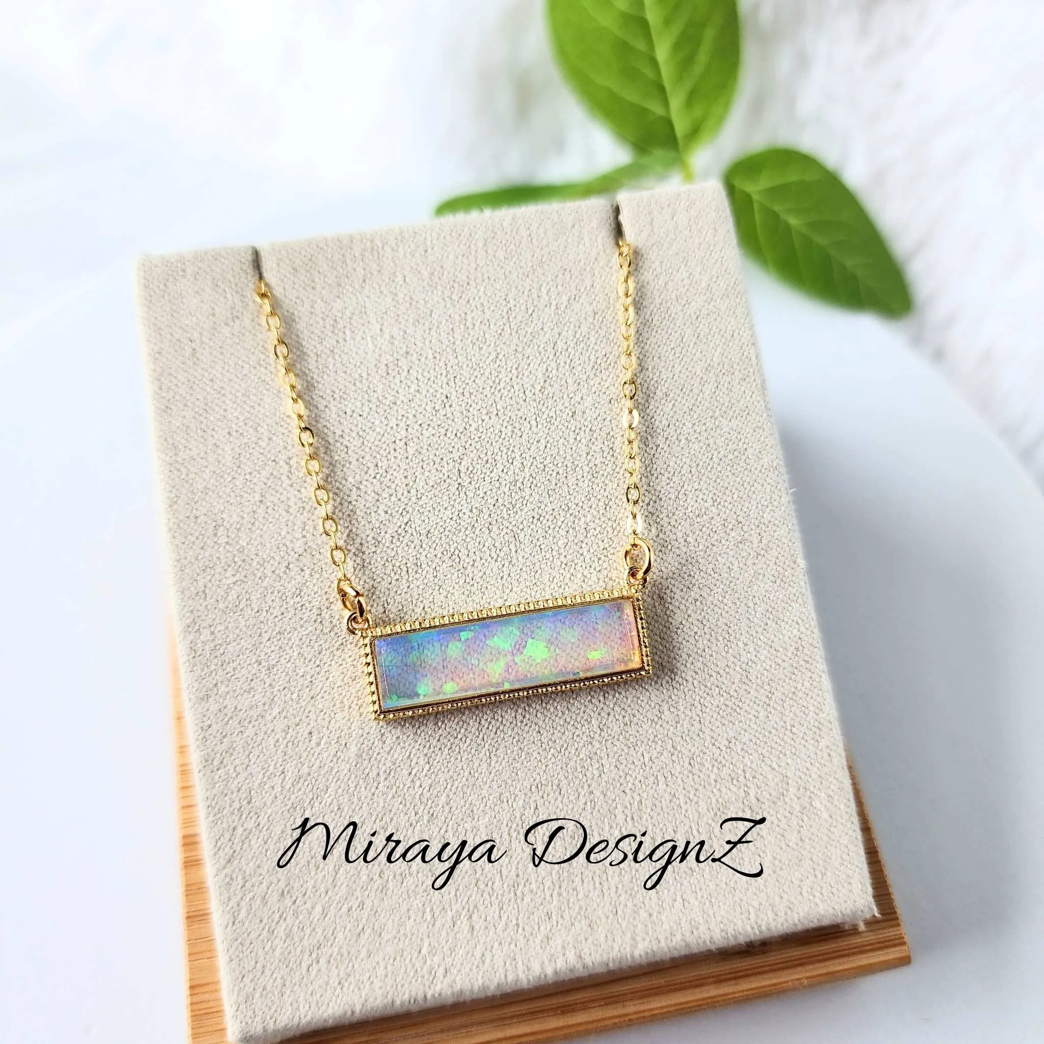 Fire Opal Bar Necklace