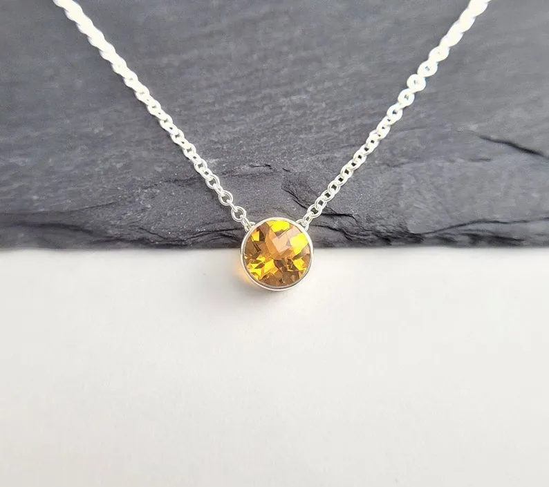 Golden Citrine Floating Necklace - Fidget Necklace