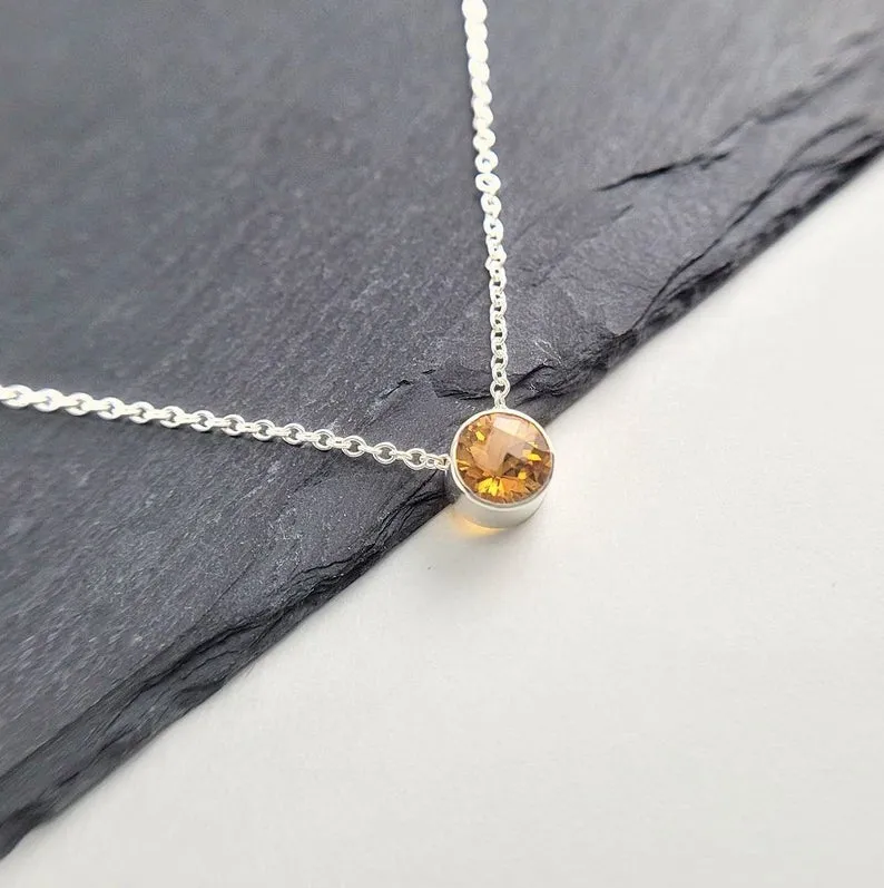Golden Citrine Floating Necklace - Fidget Necklace