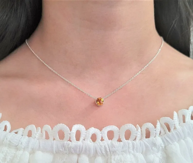 Golden Citrine Floating Necklace - Fidget Necklace