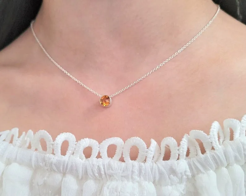 Golden Citrine Floating Necklace - Fidget Necklace