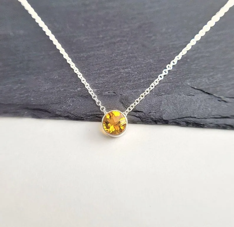 Golden Citrine Floating Necklace - Fidget Necklace