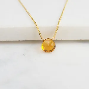 Golden Citrine Heart Shape Briolette Necklace