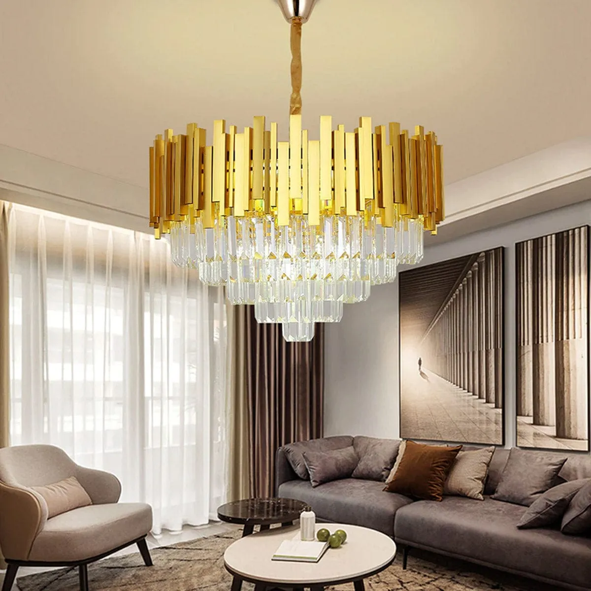 Golden Mamba Round Crystal Chandelier