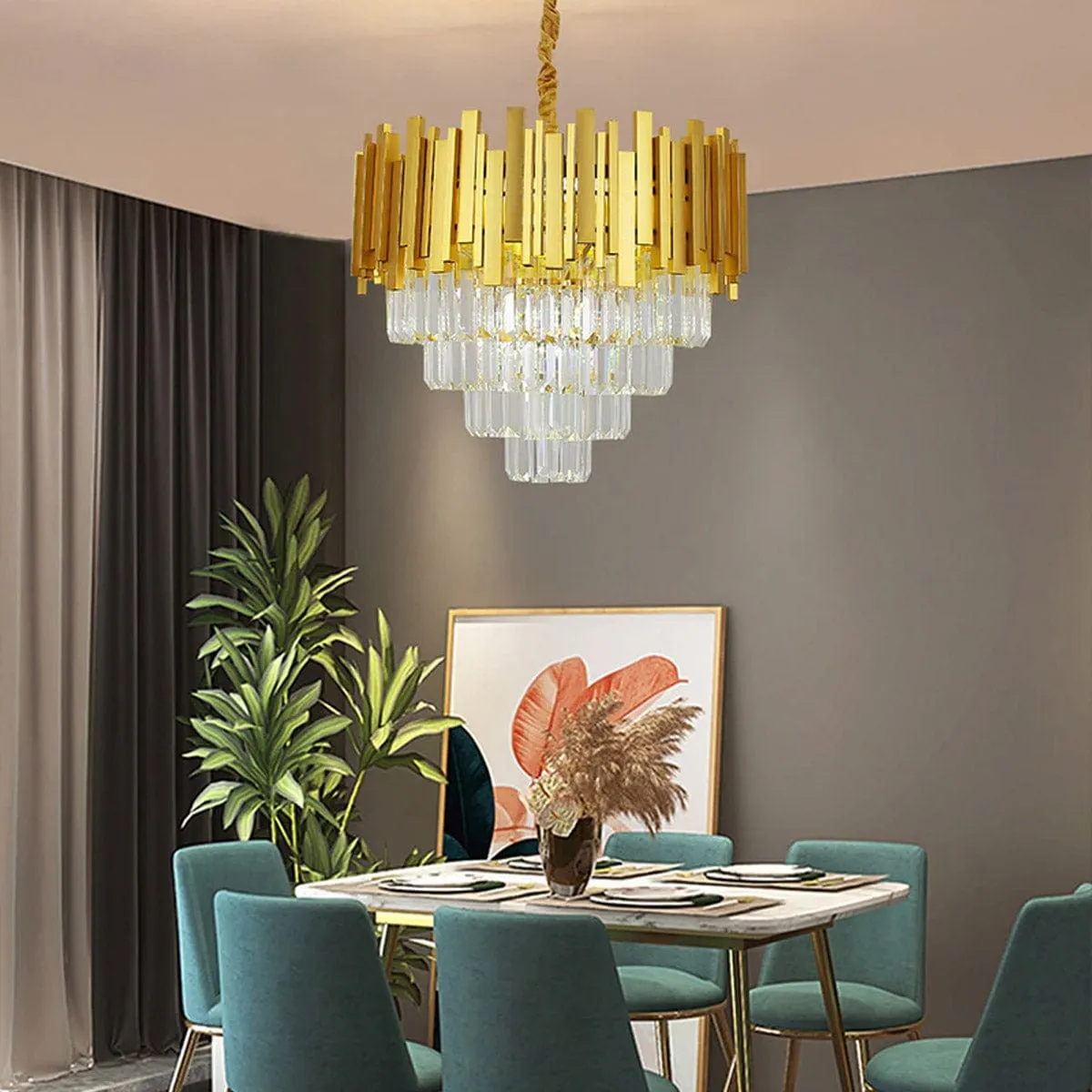 Golden Mamba Round Crystal Chandelier