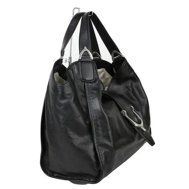 Gucci Stirrup Hobo Xl Top Handle Style Satcheltote Black Leather With Chrome Satchel