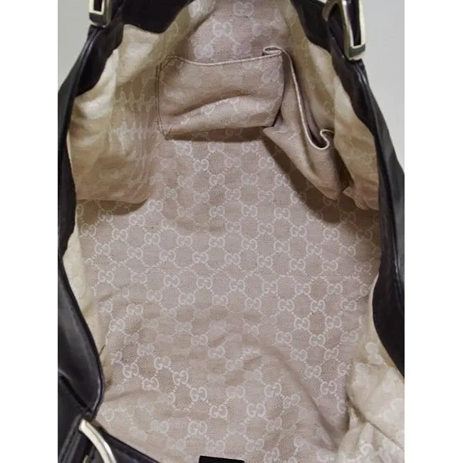 Gucci Stirrup Hobo Xl Top Handle Style Satcheltote Black Leather With Chrome Satchel