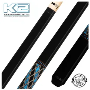 K2 KL115 Onyx and Blue Recon Graphic Pool Cue with 12.50mm K2 LD Shaft - KL115