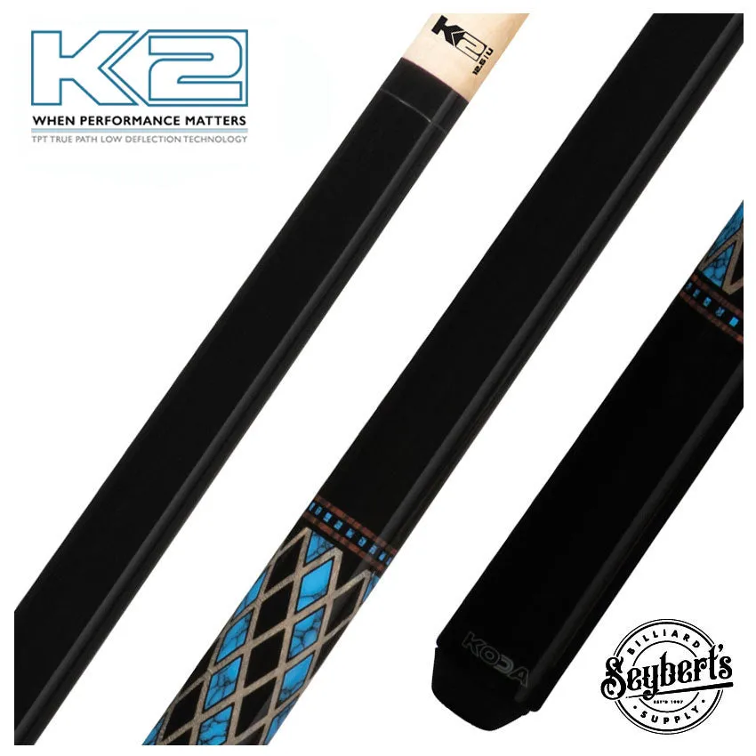 K2 KL115 Onyx and Blue Recon Graphic Pool Cue with 12.50mm K2 LD Shaft - KL115