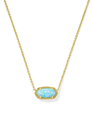 Kendra Scott Elisa Short Pendant Necklace Gold Light Teal Kyocera Opal