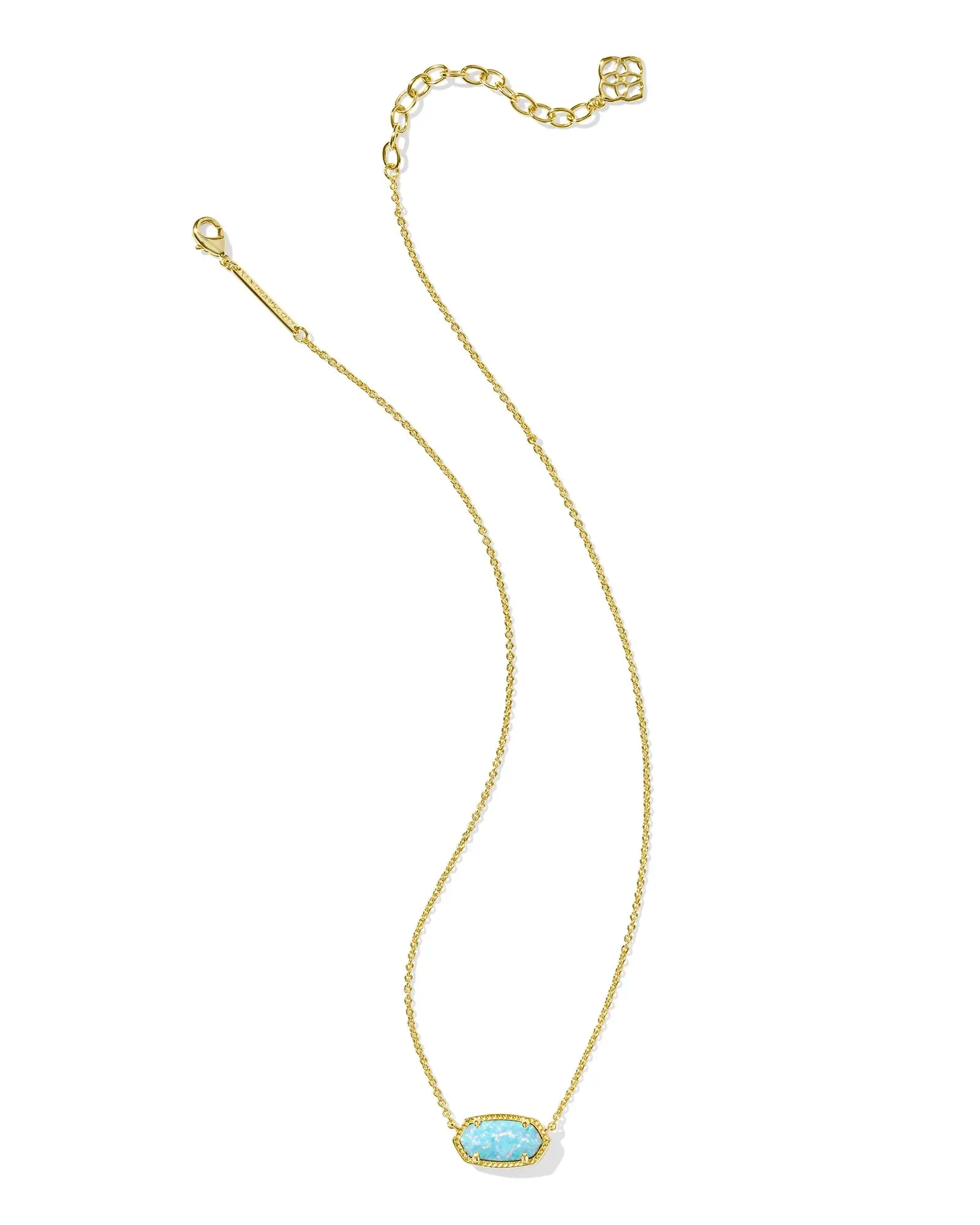 Kendra Scott Elisa Short Pendant Necklace Gold Light Teal Kyocera Opal