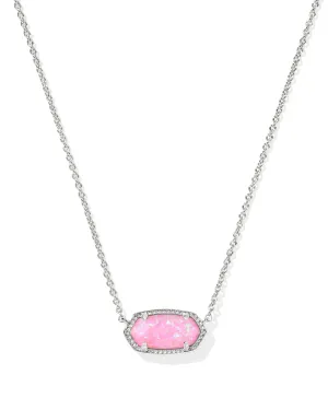 Kendra Scott Elisa Short Pendant Necklace Silver Carnation Kyocera Opal