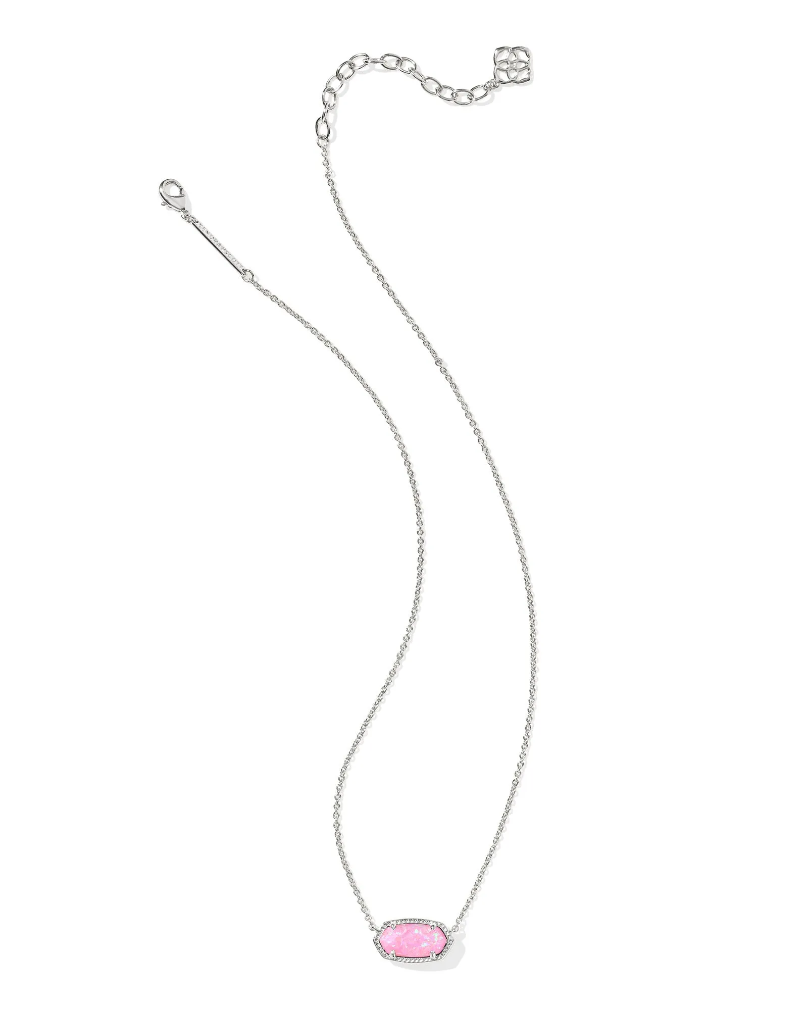 Kendra Scott Elisa Short Pendant Necklace Silver Carnation Kyocera Opal