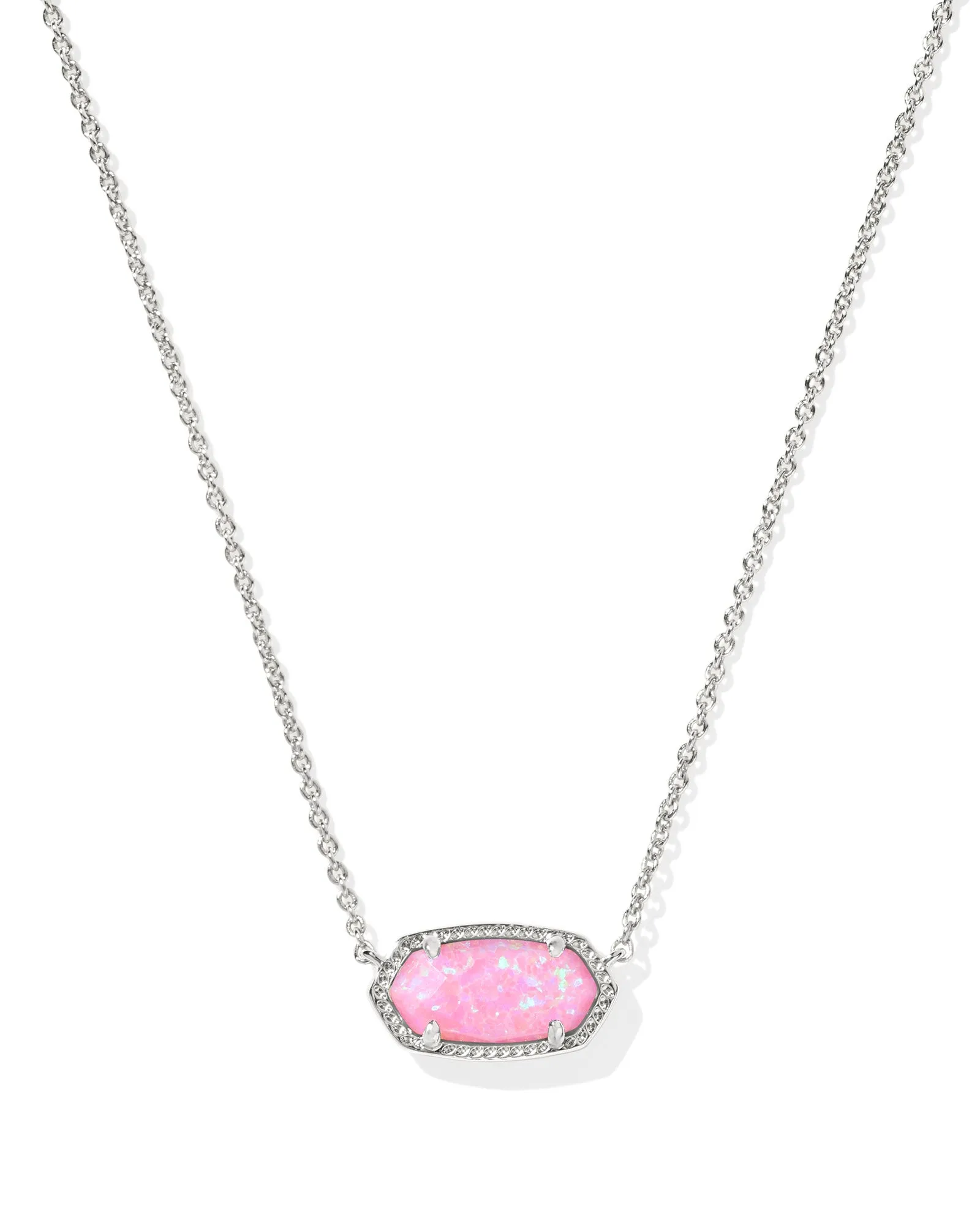 Kendra Scott Elisa Short Pendant Necklace Silver Carnation Kyocera Opal