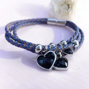 Leather Bracelet Silver 925 Black Onyx