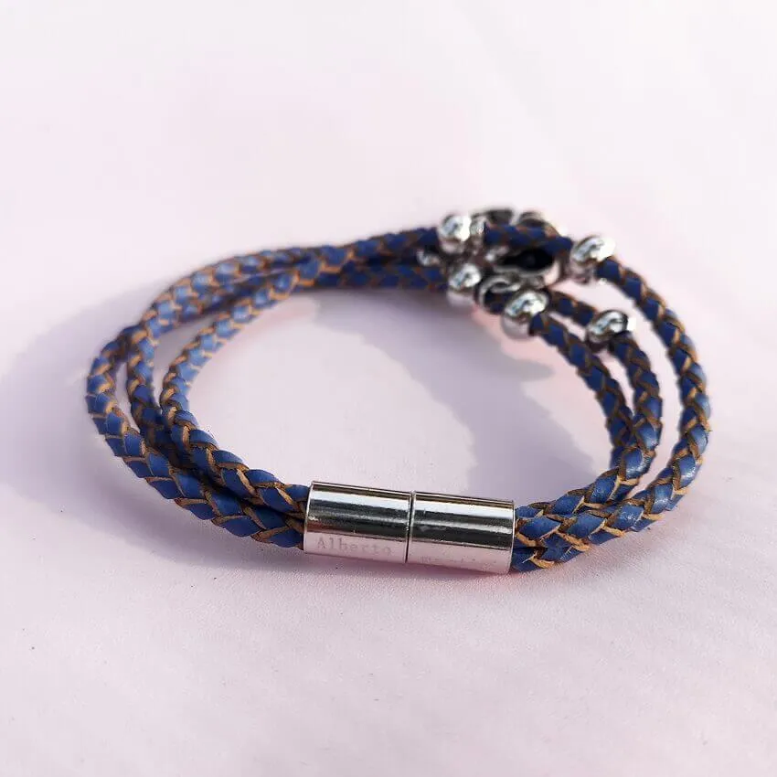 Leather Bracelet Silver 925 Black Onyx