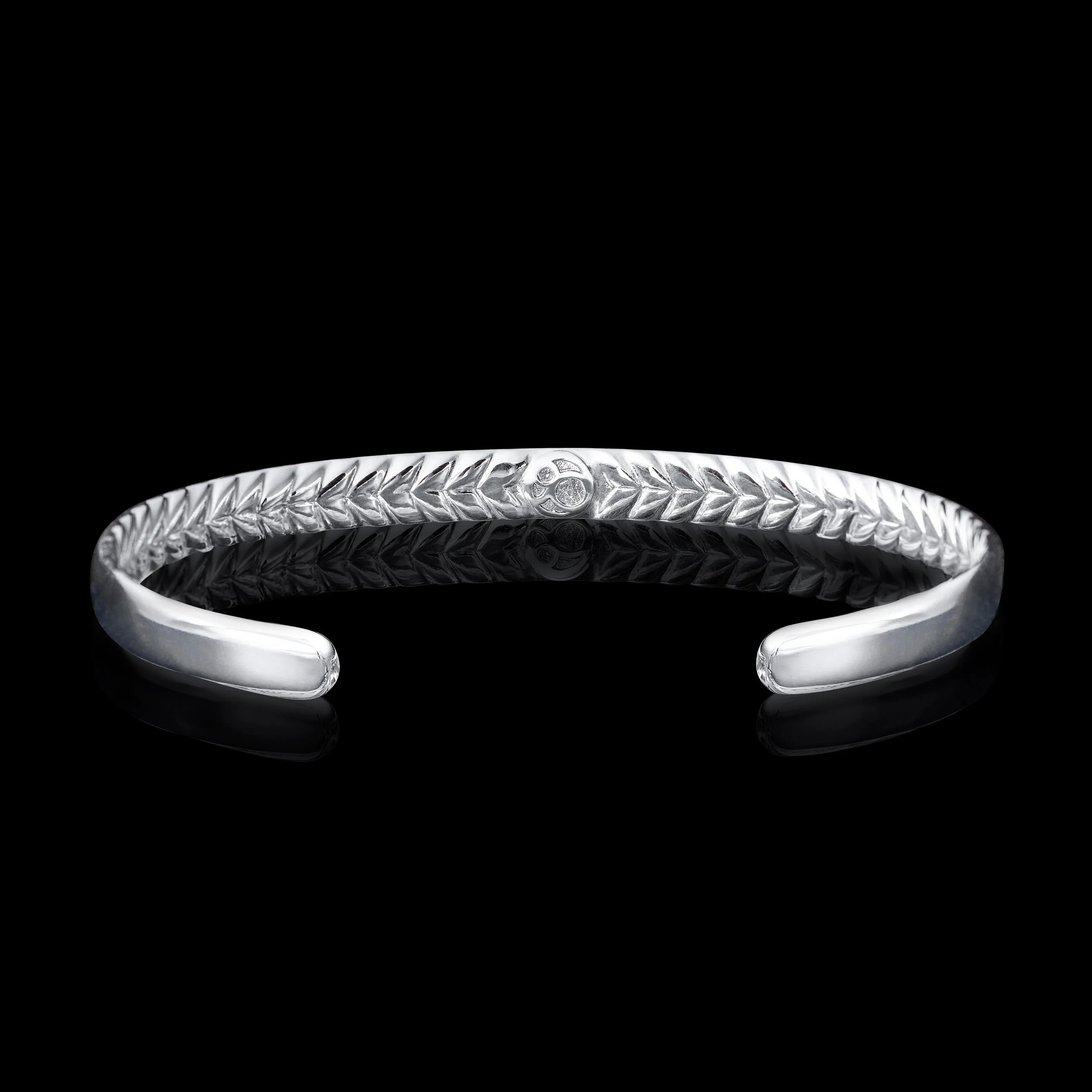 Omega 925 Silver Back Engraved Cuff Bracelet