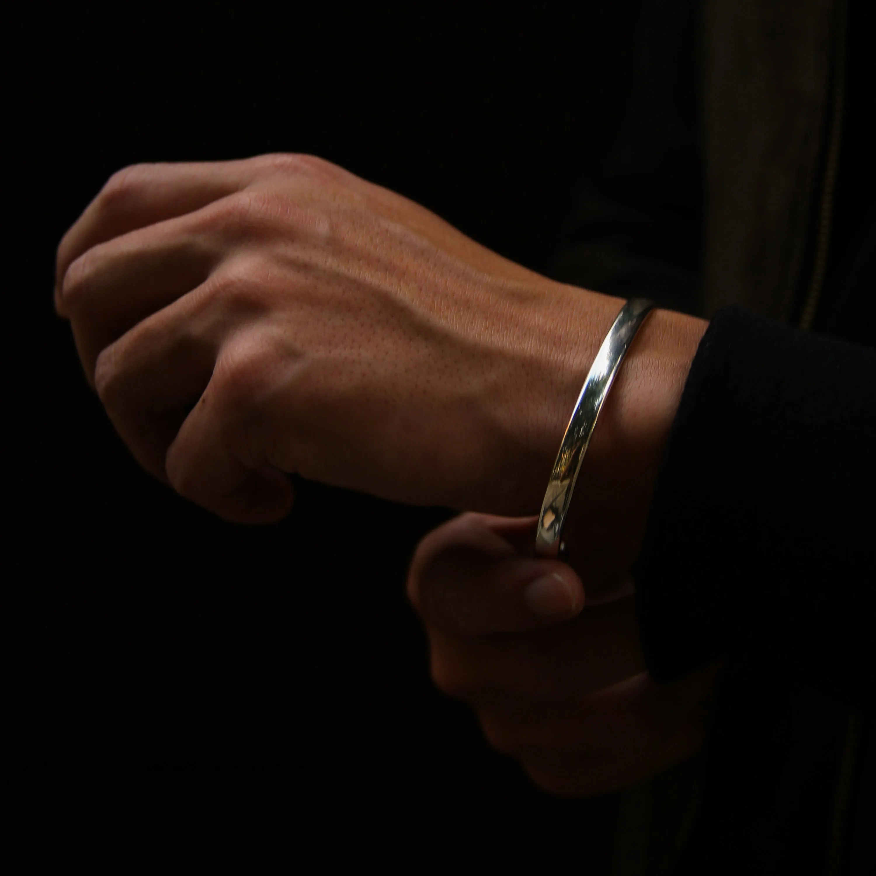 Omega 925 Silver Back Engraved Cuff Bracelet