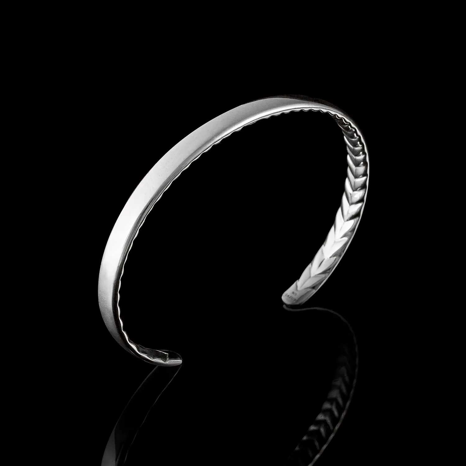 Omega 925 Silver Back Engraved Cuff Bracelet