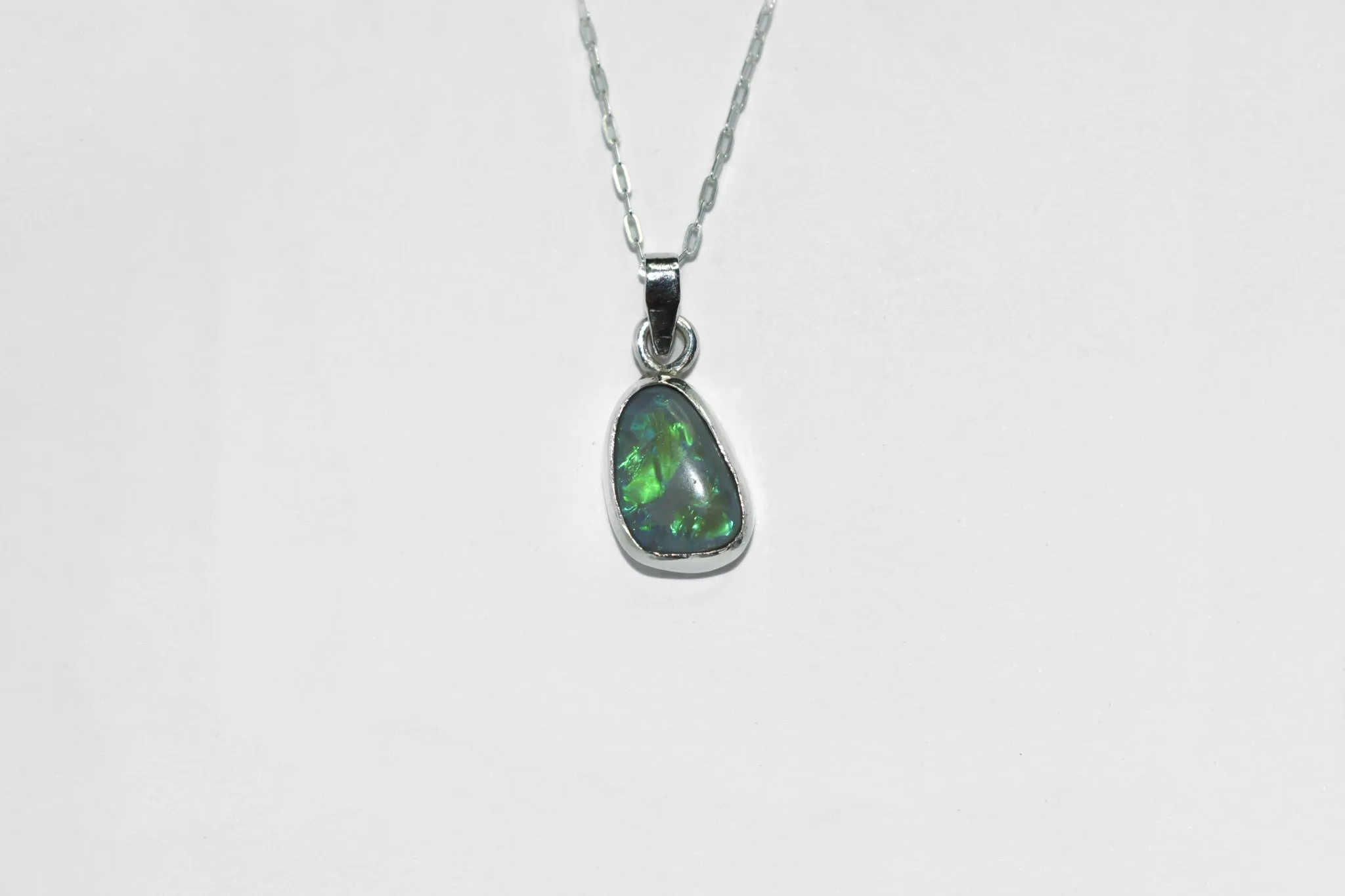 One of a Kind | Handmade Lightning Ridge Australian Opal Sterling Silver Necklace