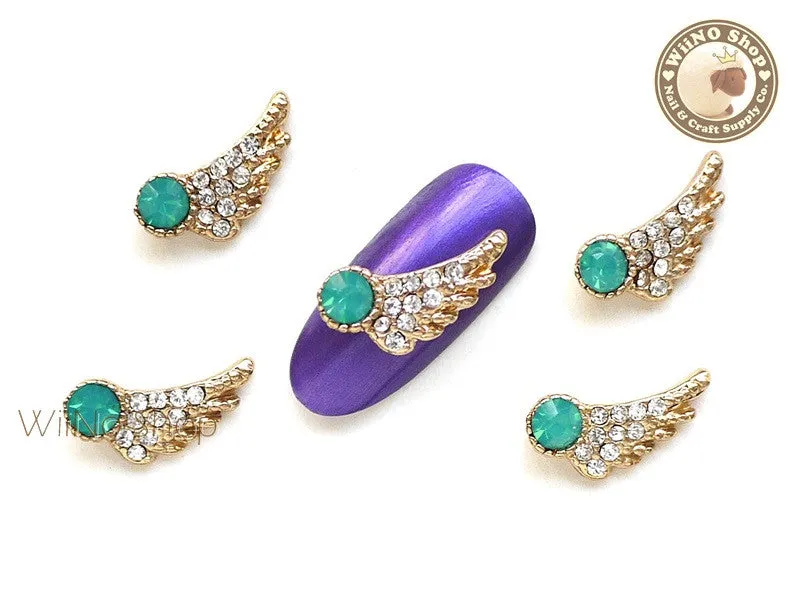 Opal Angel Wing Nail Metal Charm Nail Art - 2 pcs