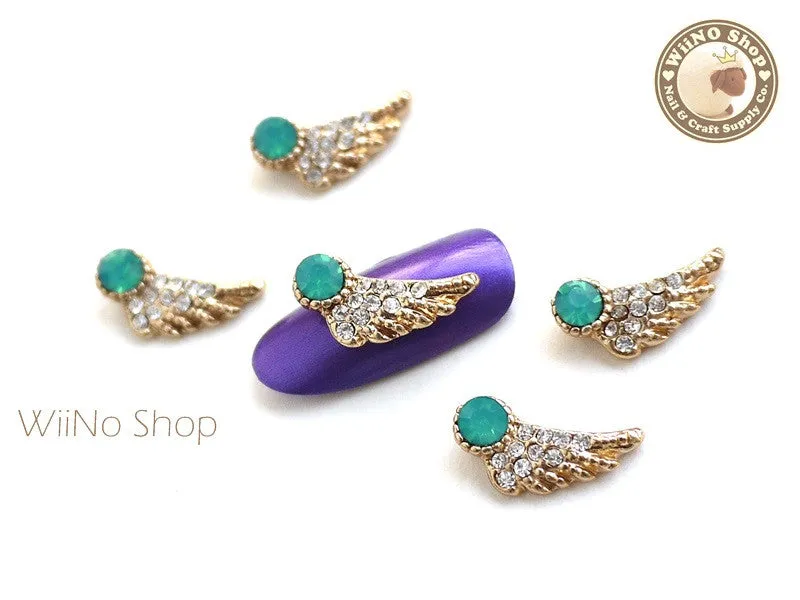 Opal Angel Wing Nail Metal Charm Nail Art - 2 pcs