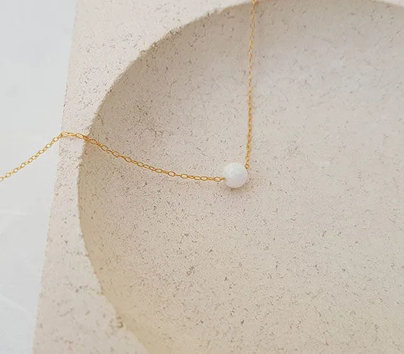 Opal Bead Gold Necklace