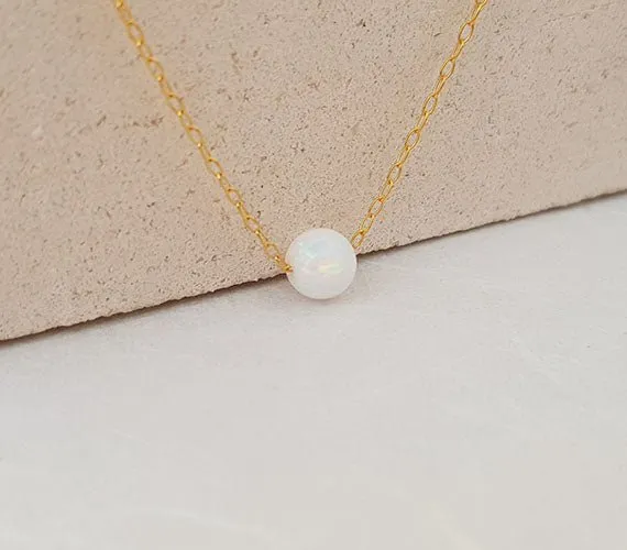 Opal Bead Gold Necklace